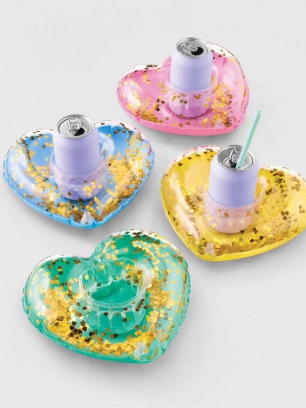 Roller Rabbit x Target Heart-Shaped Inflatable Floating Drink Holders, Set of 4